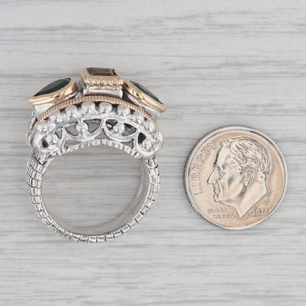 Gray Alwan Vahan 2.65ctw Diopside Citrine Cocktail Ring Sterling Silver 14k Gold