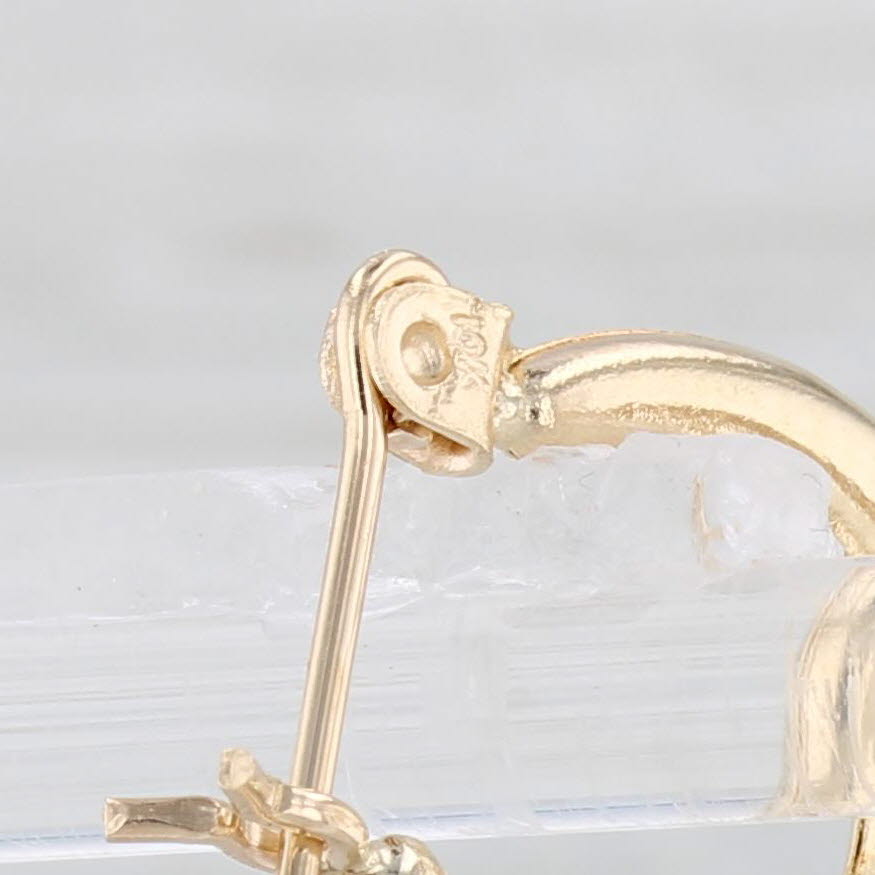 Light Gray Heart Accented Hoop Earrings 10k Yellow Gold Snap Top Round Hoops