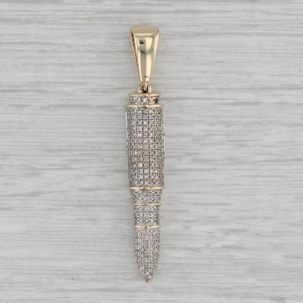 Diamond Bullet Pendant 10k Yellow Gold Statement