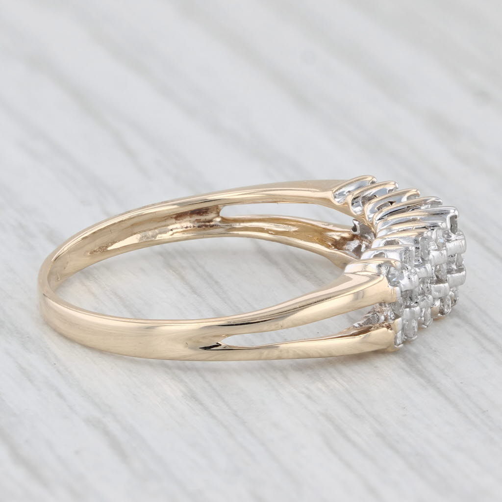 Light Gray 0.16ctw Diamond Ring 10k Yellow Gold Tiered Pyramid Style Size 7.75 Stackable