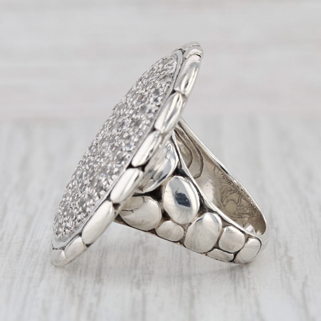 John Hardy Kali Lava White Sapphire Statement Ring Sterling Silver Cocktail