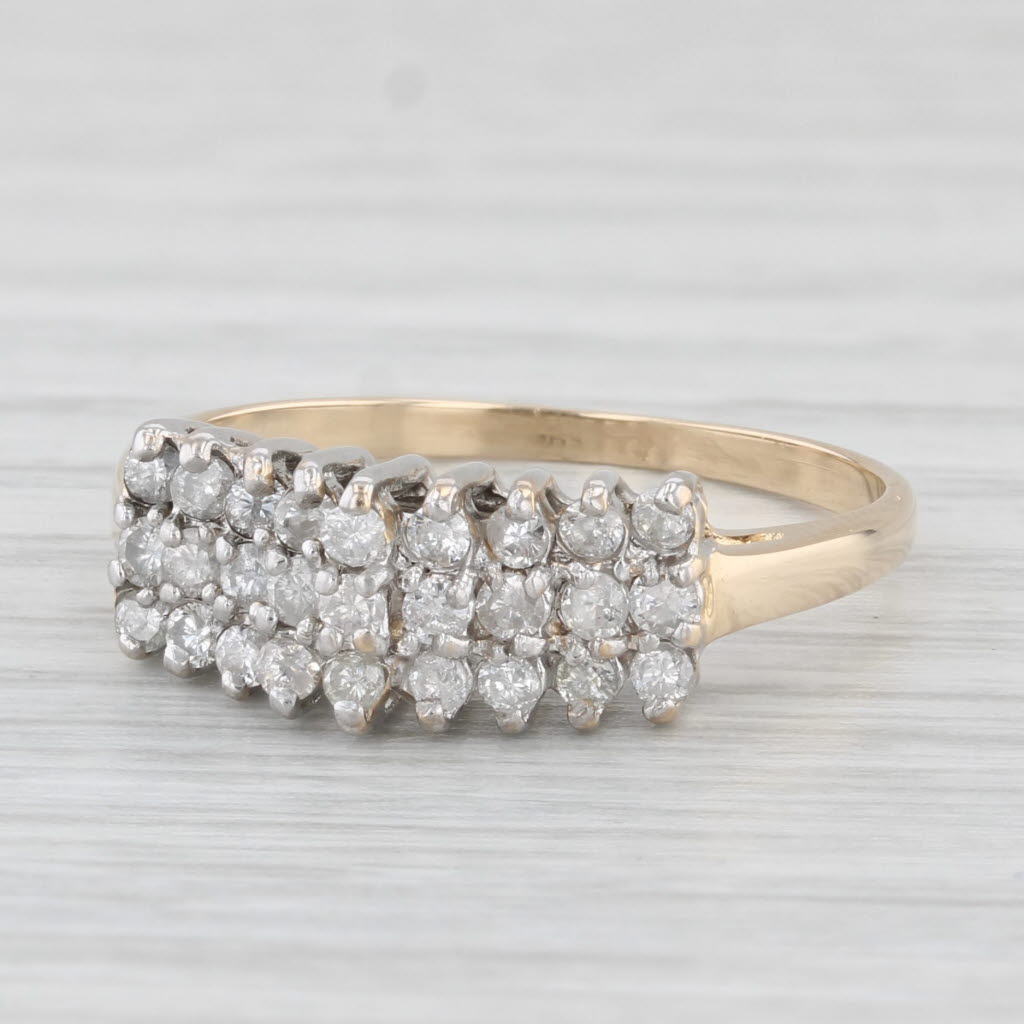 Light Gray 0.40ctw Diamond Tiered Pyramid Ring 14k Yellow White Gold Size 8