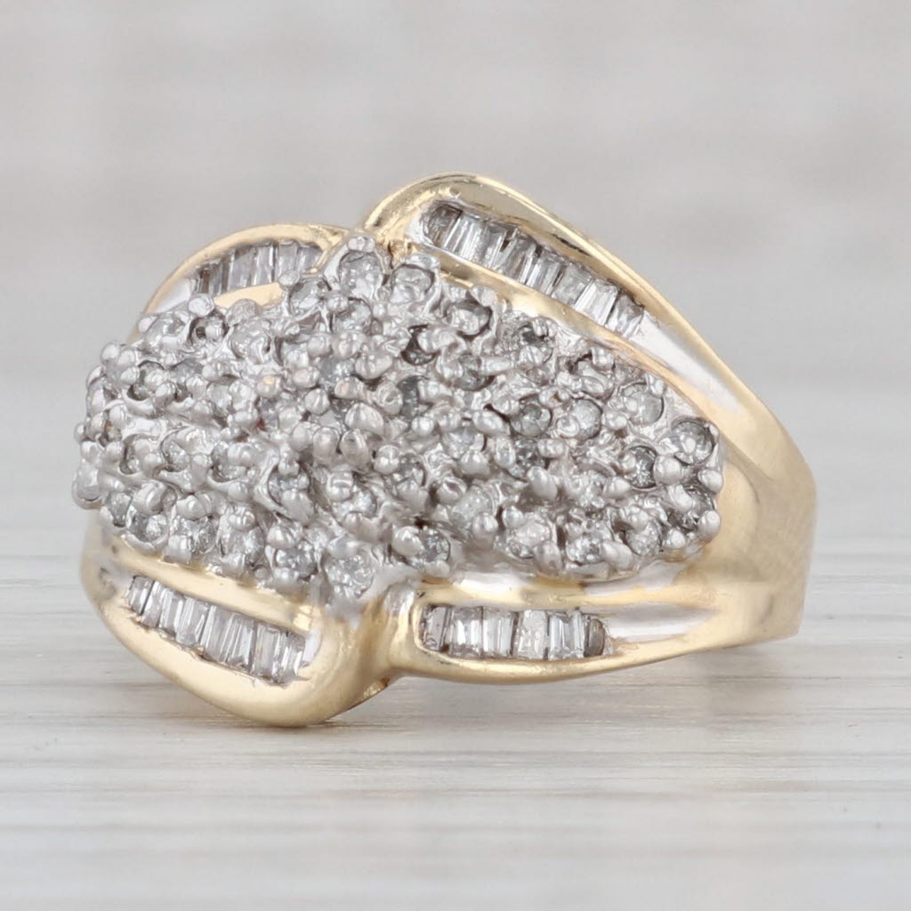 Gray 0.30ctw Diamond Cluster Bypass Ring 14k Yellow Gold Size 5.25