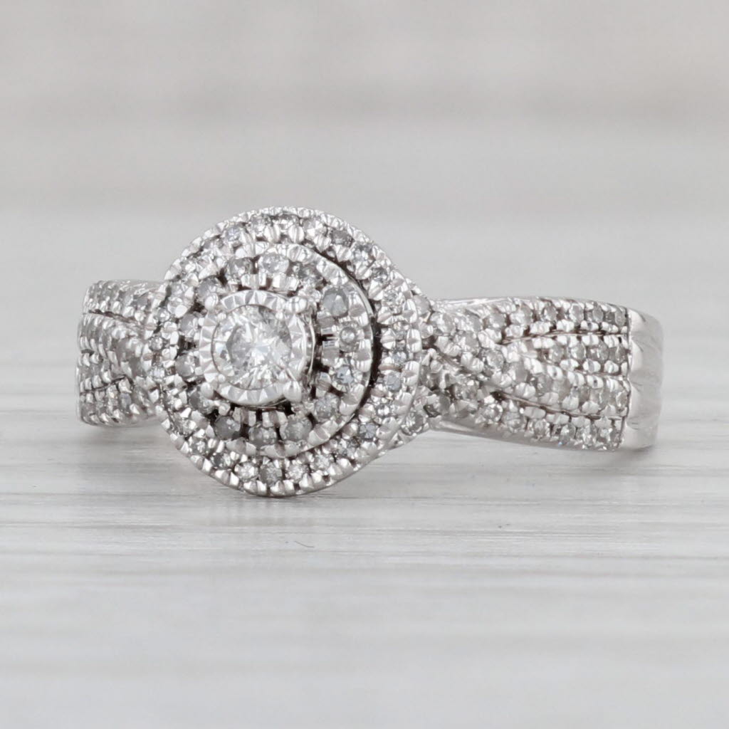 Gray 0.27ctw Round Diamond Halo Engagement Ring 10k White Gold Size 7