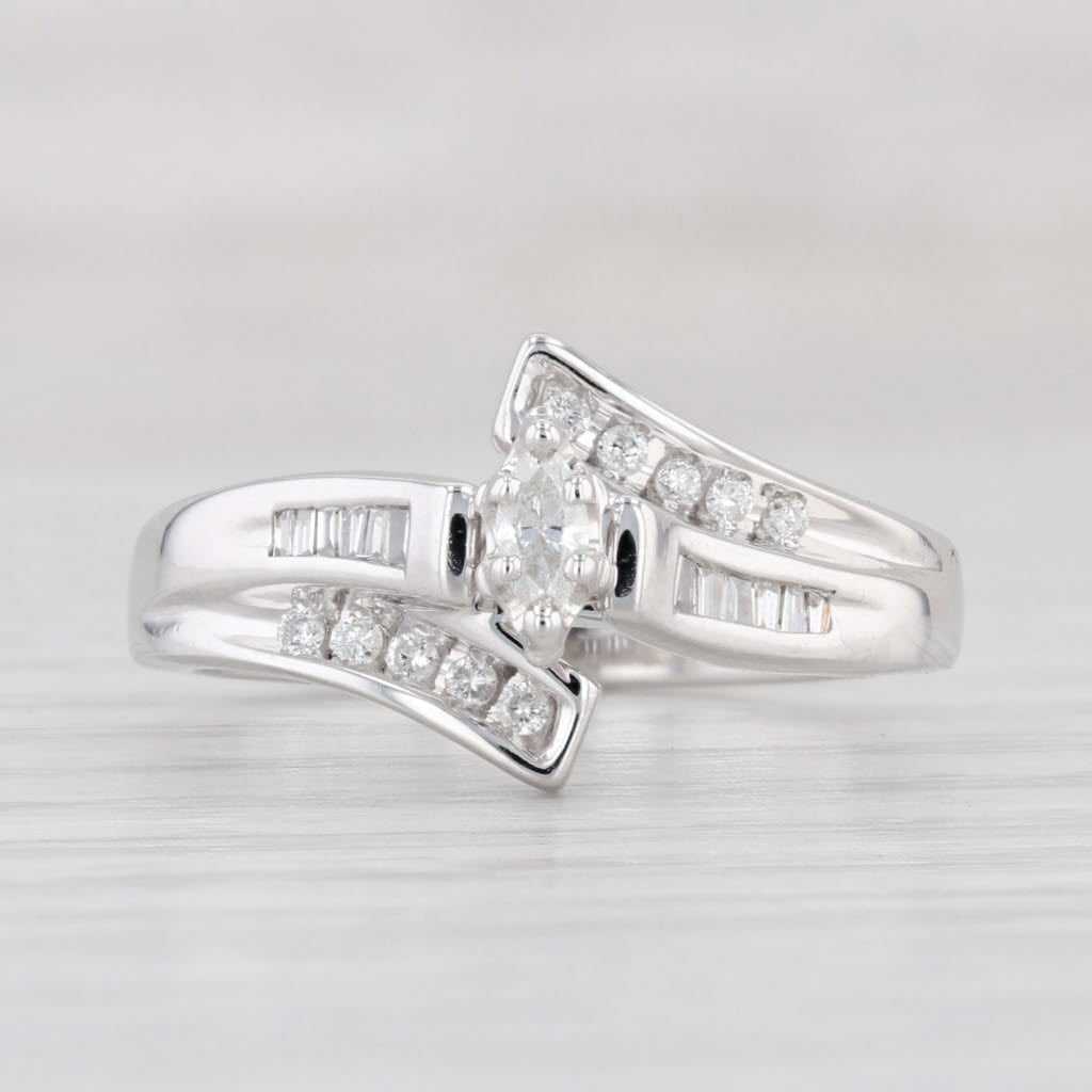 Light Gray 0.23ctw Diamond Engagement Ring 14k White Gold Size 7 Bridal