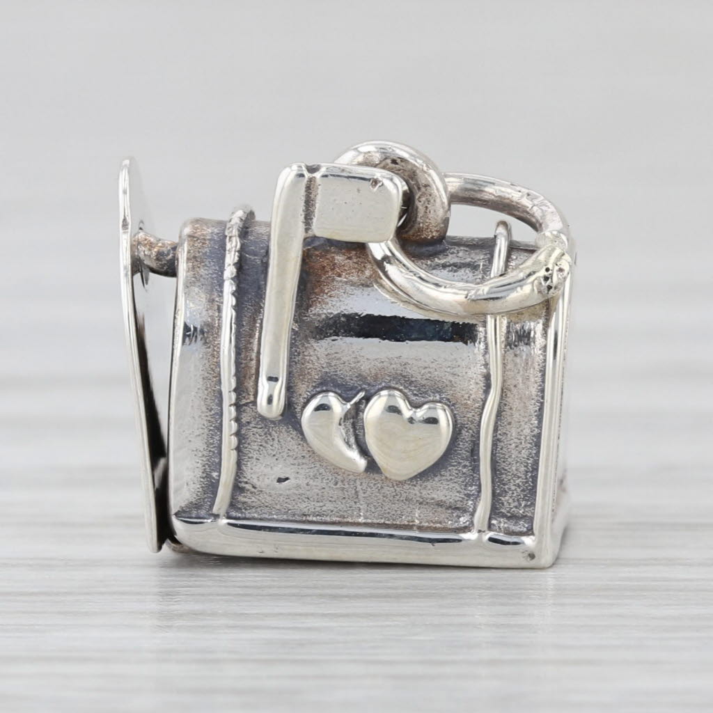 Vintage Hearts Mailbox Love Letters Charm Sterling Silver Pendant Beau