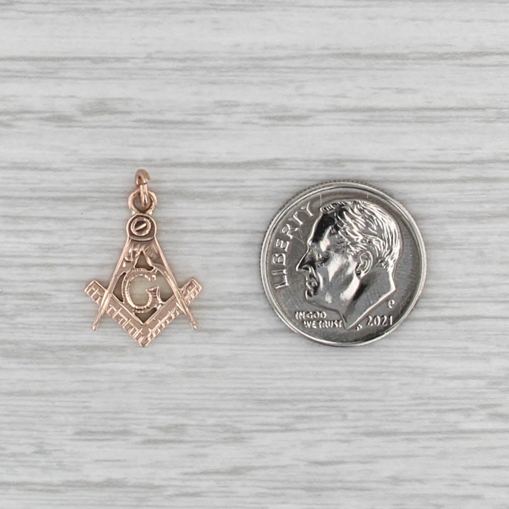 Masonic Blue Lodge Square Compass Symbol Pendant 10k Yellow Gold Charm