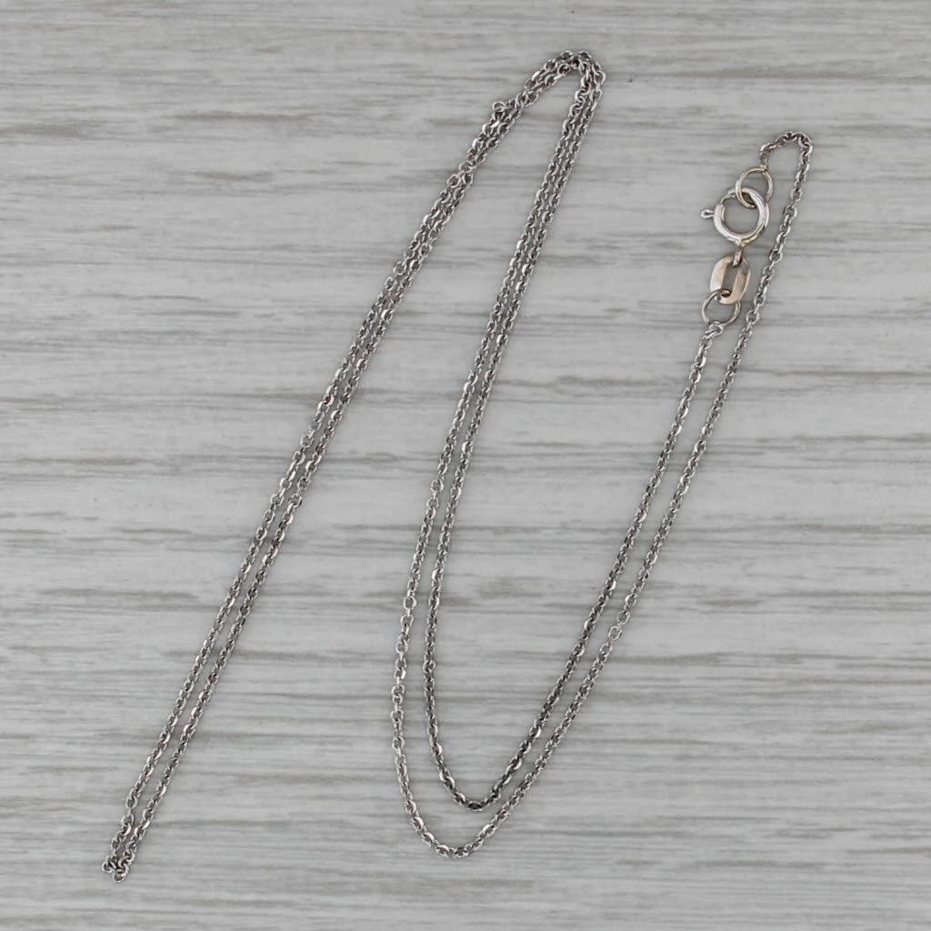 Cable Chain Necklace 14k White Gold 18" 0.7mm