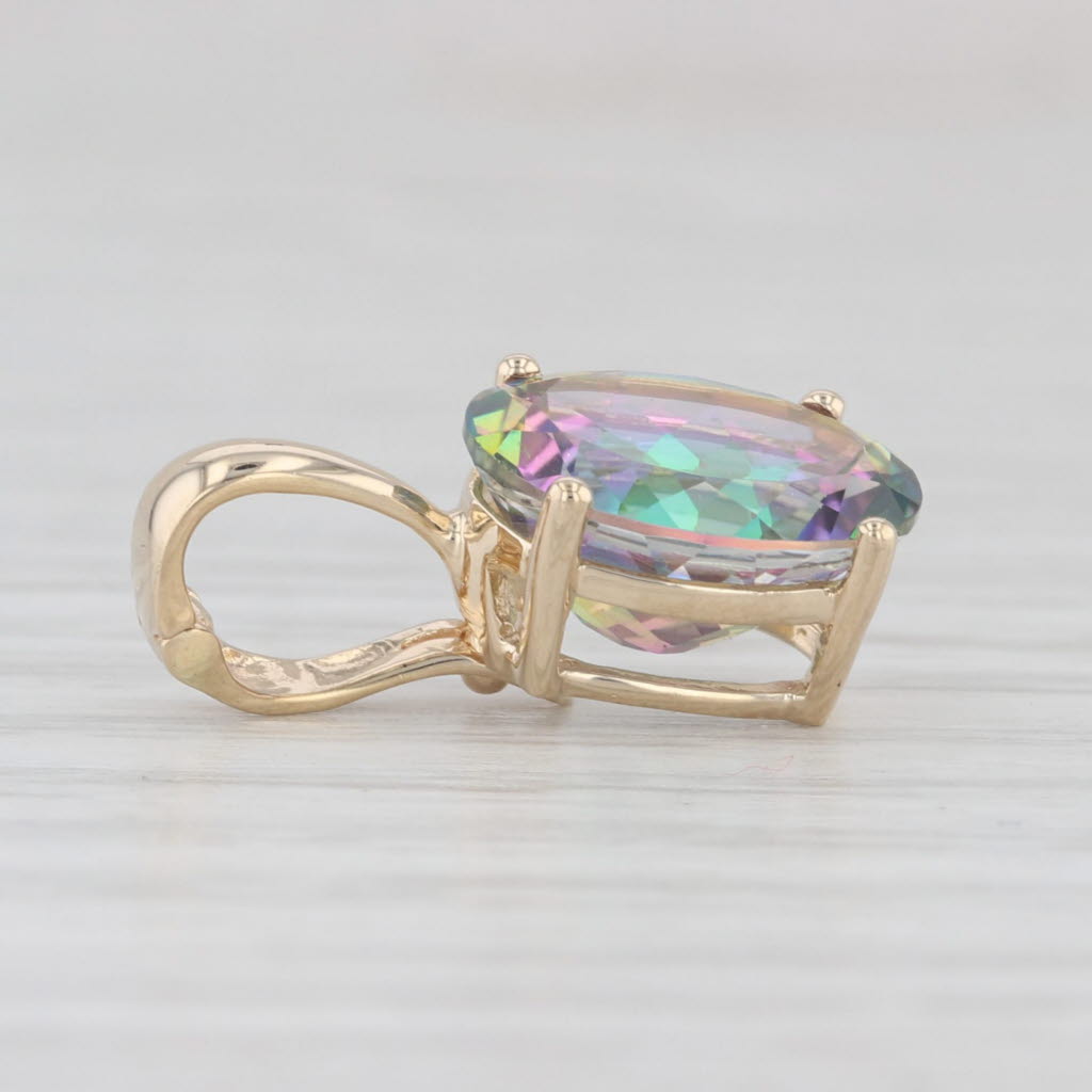 Light Gray 4.70ct Oval Mystic Topaz Solitaire Drop Pendant 14k Gold Enhancer Clip Bail
