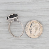 Vintage Onyx Signet Ring 10k White Gold Size 5.25 Diamond Accent