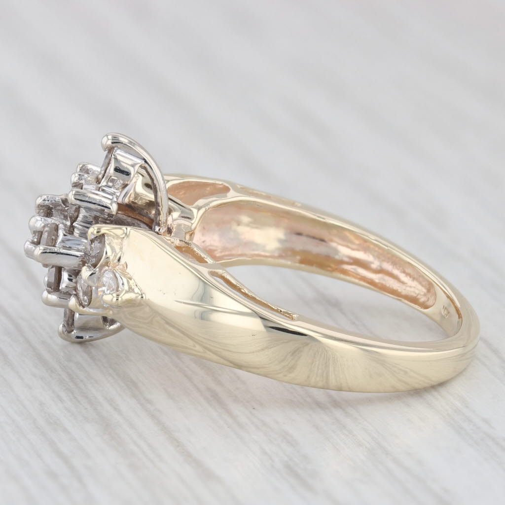 Light Gray 0.78ctw Round Diamond Cluster Ring 10k Yellow Gold Size 7.25 Engagement