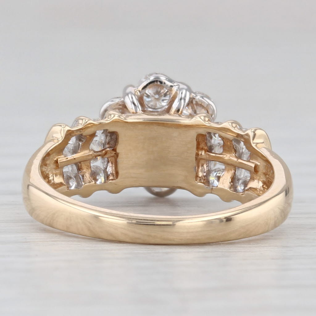 Light Gray 1.91ctw Moissanite Flower Cluster Ring 14k Yellow Gold Size 6 Engagement
