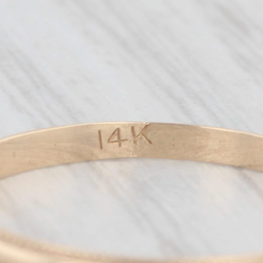 Light Gray Bead Edged Wedding Band 14k Yellow Gold Stackable Ring Size 8