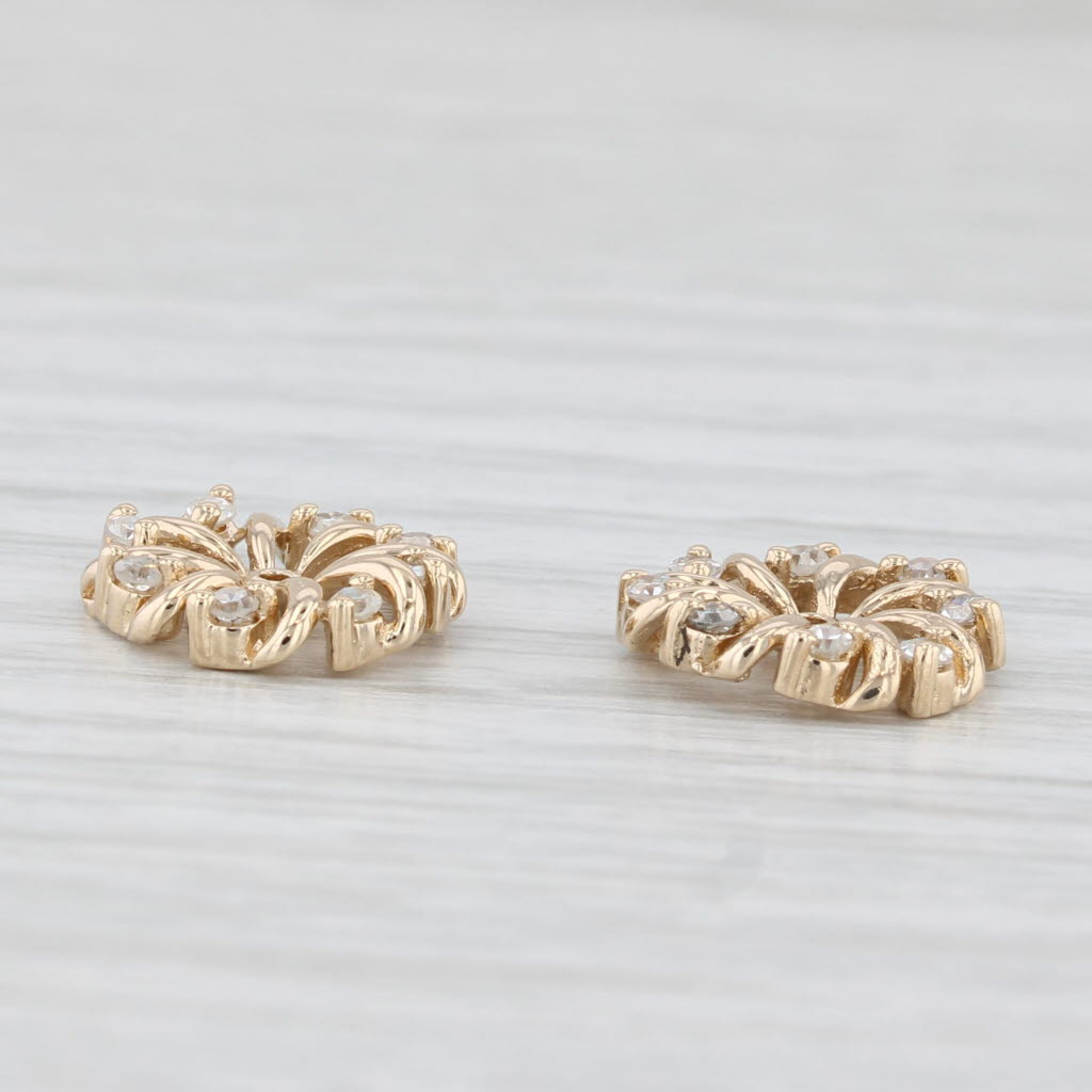 Light Gray 0.24ctw Diamond Circle Earring Enhancers Jackets 14k Yellow Gold for Studs