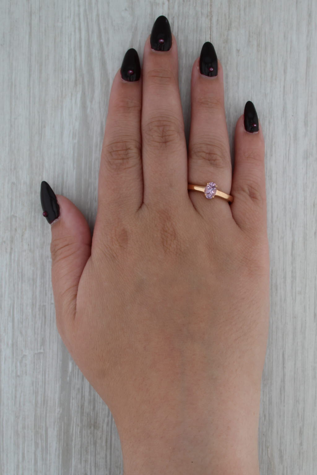Luxoro 1ct Pink Spinel Solitaire Ring 10k Rose Gold Size 8