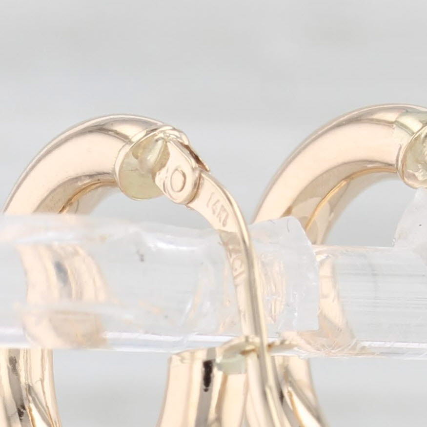 Light Gray New Small Hoop Huggie Earrings 14k Yellow Gold Round Hoops Pierced Snap Top