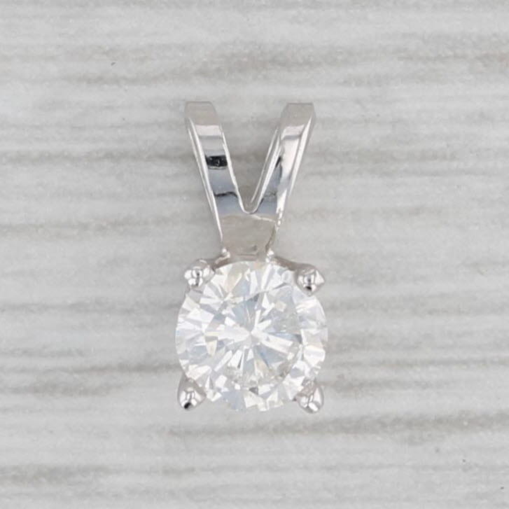 Gray New 0.30ct Round Diamond Solitaire Pendant 14k White Gold Small Drop