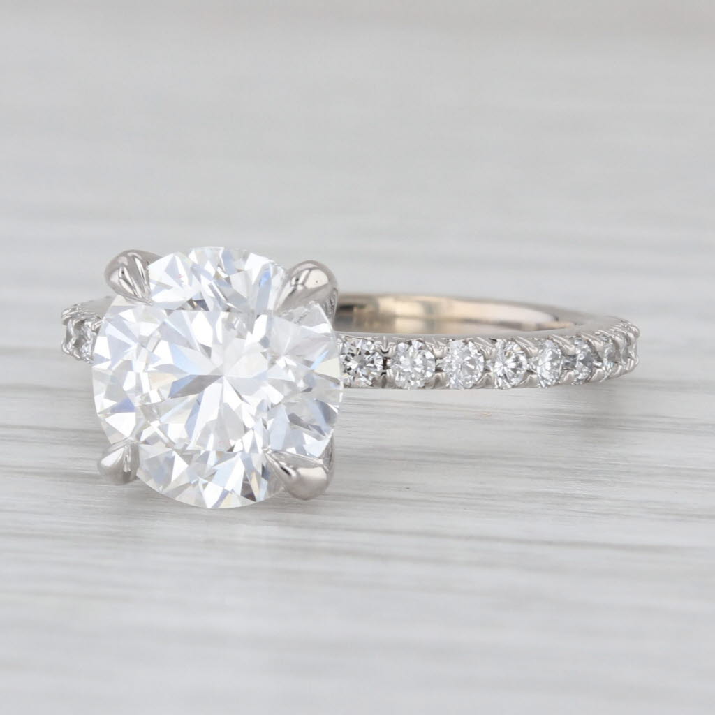 New IGI 3.55ctw Round Lab Grown Diamond Engagement Ring 14k White Gold Size 6.5