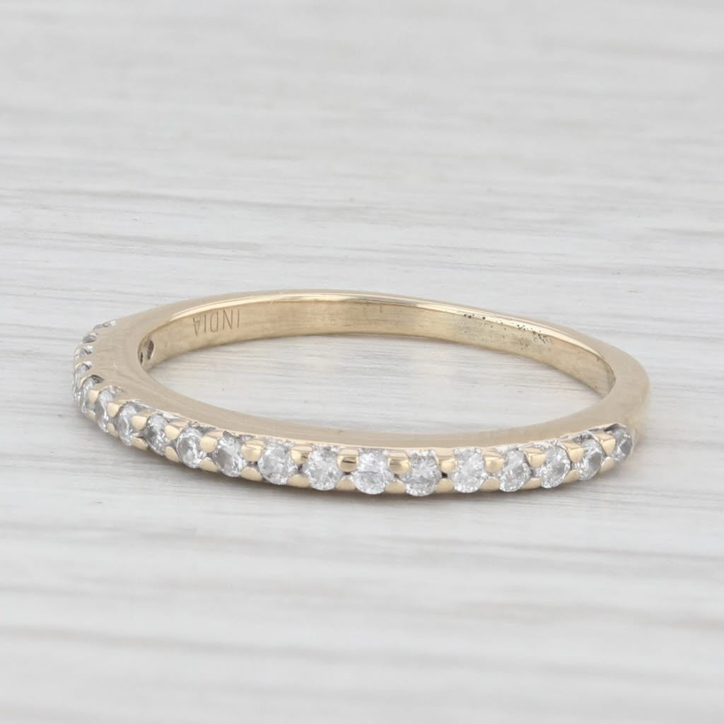 Light Gray 0.20ctw Diamond Wedding Band 10k Yellow Gold Stackable Ring Size 4.5