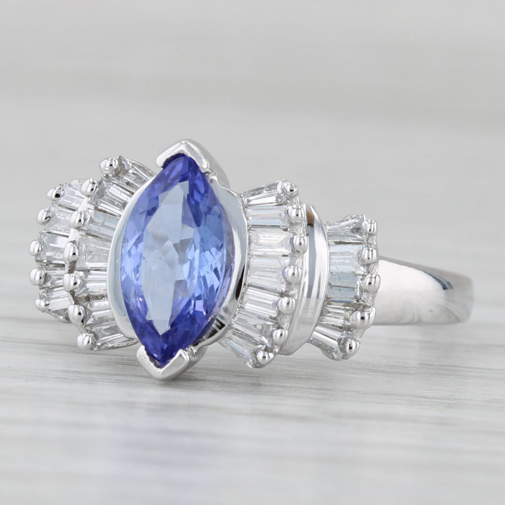 Gray 1.50ctw Marquise Tanzanite Diamond Ring 14k White Gold Size 7