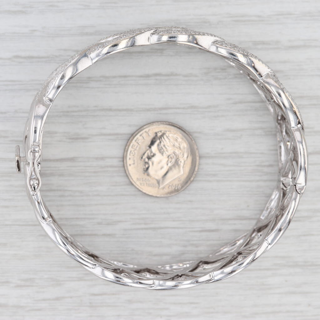 Light Gray 3ctw Diamond Lattice Work Bangle Bracelet 14k White Gold 6.75" 25.1mm
