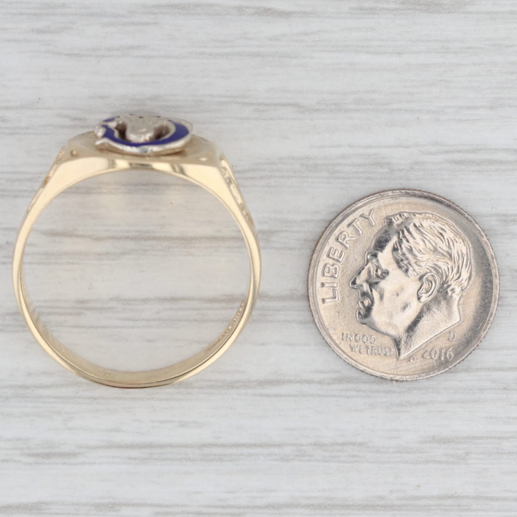 Light Gray Vintage Masonic Blue Lodge Ring 10k Gold Signet Size 11.25 Men's Signet