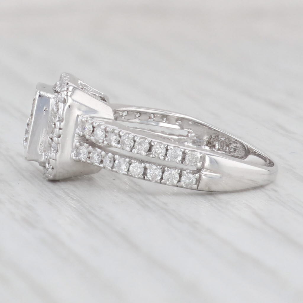 Light Gray 0.90ctw Diamond Halo Engagement Ring 10k White Gold Size 6