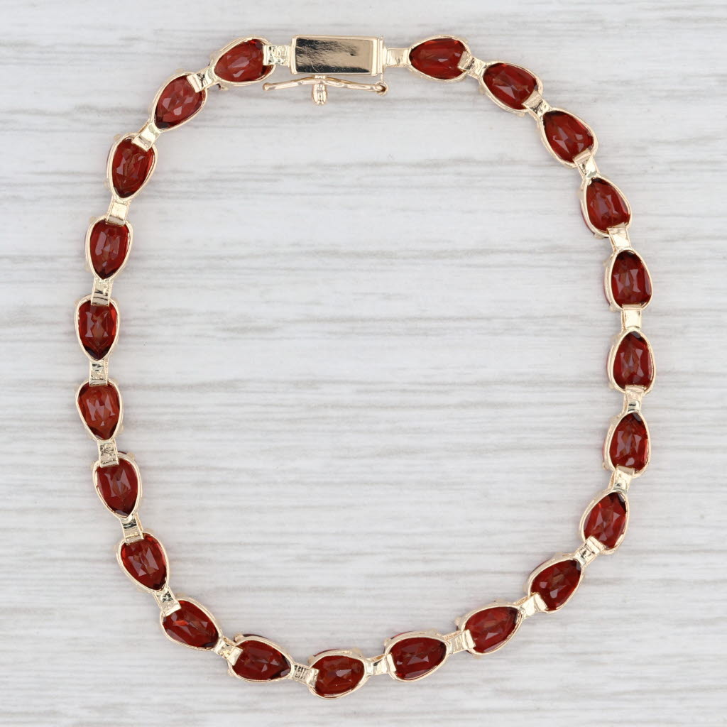 Light Gray 11.70ctw Garnet Tennis Bracelet 14k Yellow Gold 6.25" 4.1mm