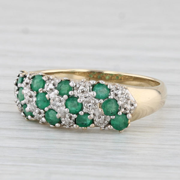 0.60ctw Emerald Diamond Pave Cluster Ring 10k Yellow Gold Size 8.5