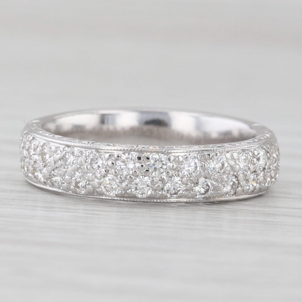 Light Gray 0.56ctw Diamond Wedding Anniversary Ring 18k White Gold Size 6 Band