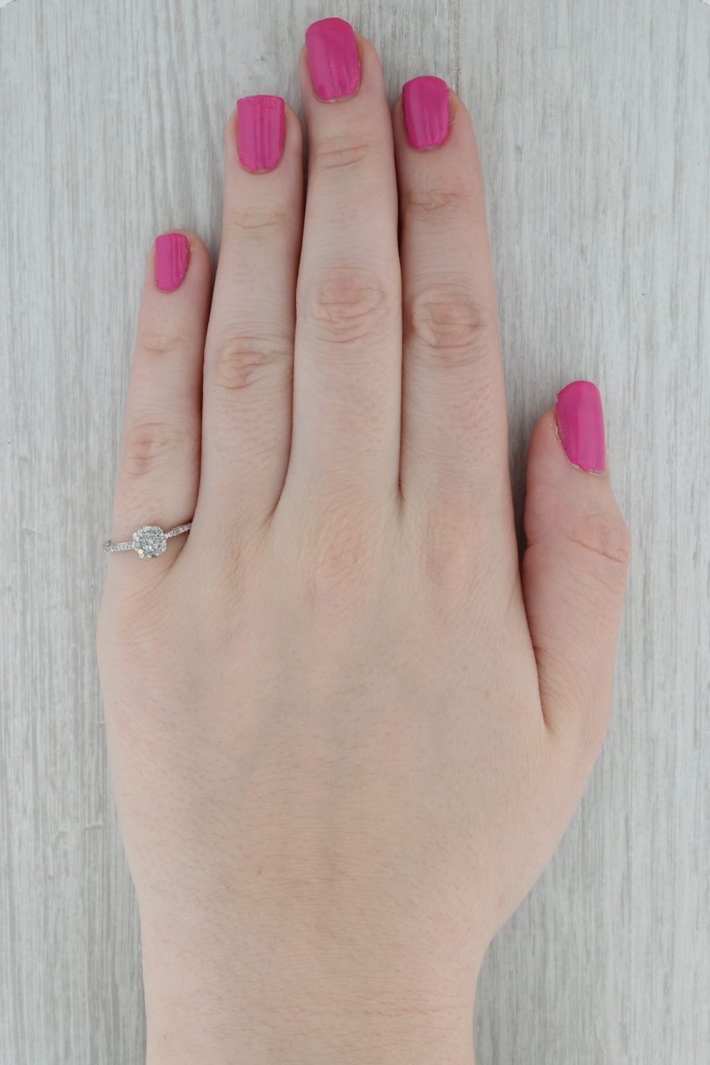 Dark Gray 0.24ctw Diamond Cluster Engagement Ring 10k White Gold Size 7.25