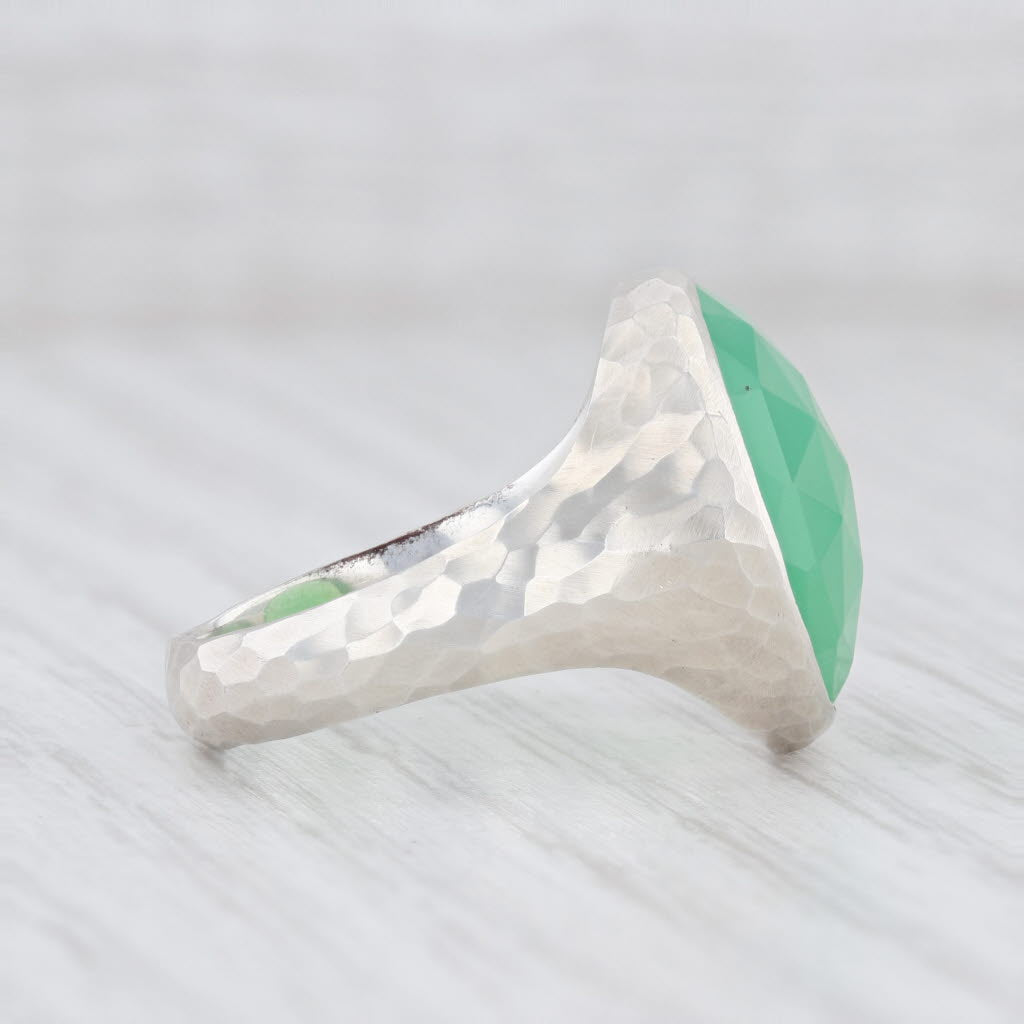 New Nina Nguyen Green Chrysoprase Ring Balance Sterling Silver Hammered Size 7