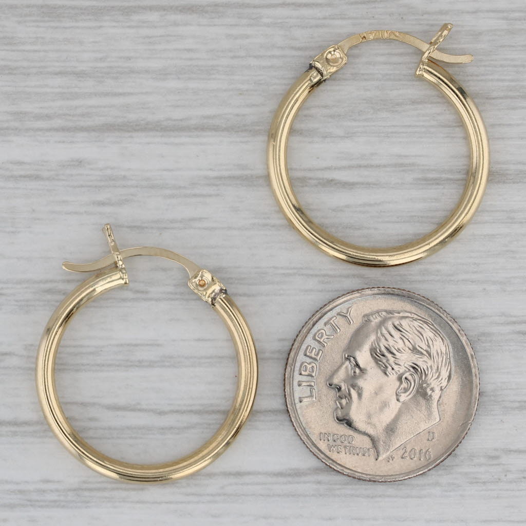 Gray Classic Hoop Earrings 14k Yellow Gold 20.5 x 2.1mm Snap Top Round Hoops