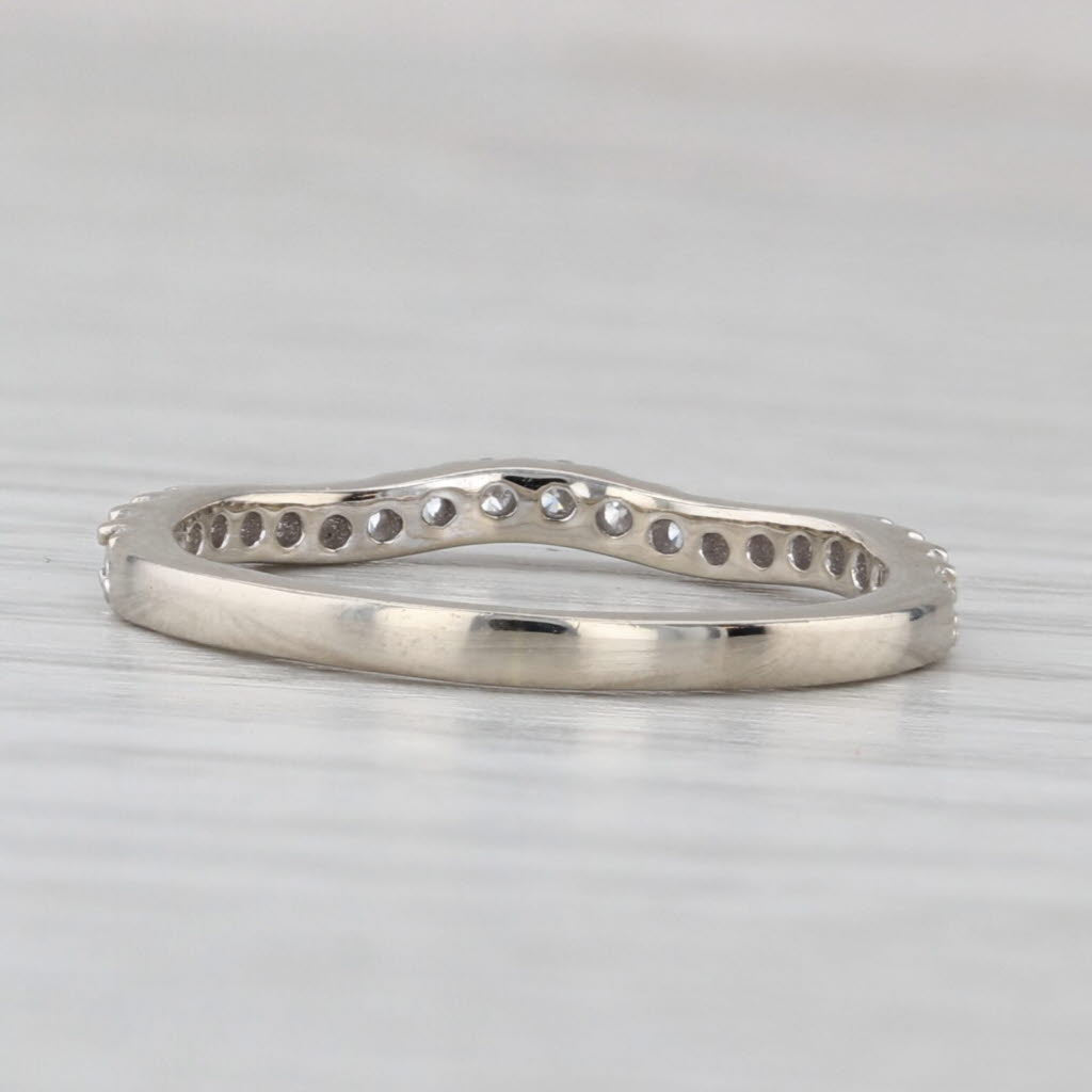 0.26ctw Diamond Contoured Wedding Band 14k White Gold Size 4.75 Stackable Ring