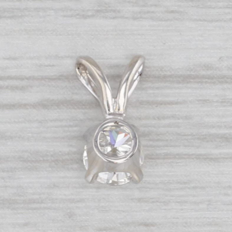 Gray New Small 0.25ct Round Diamond Solitaire Pendant 14k White Gold