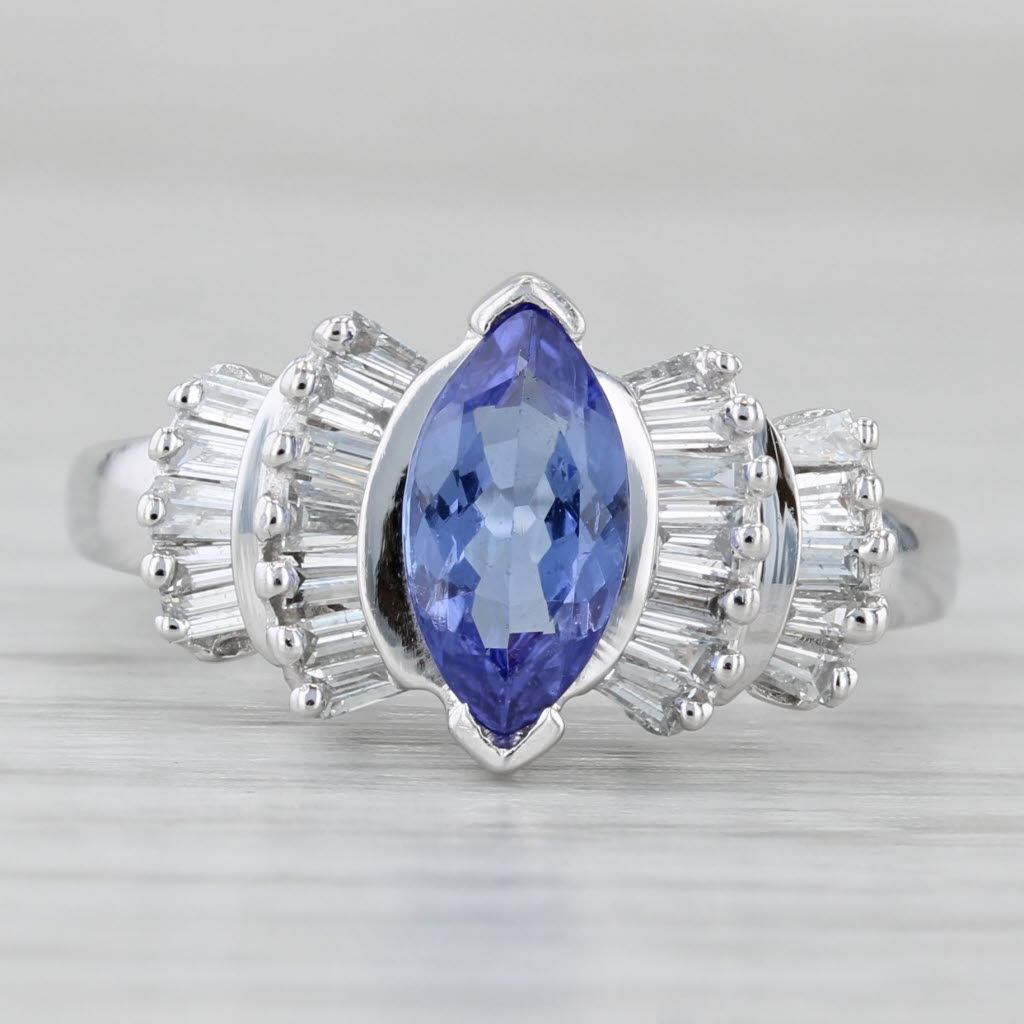 Gray 1.50ctw Marquise Tanzanite Diamond Ring 14k White Gold Size 7