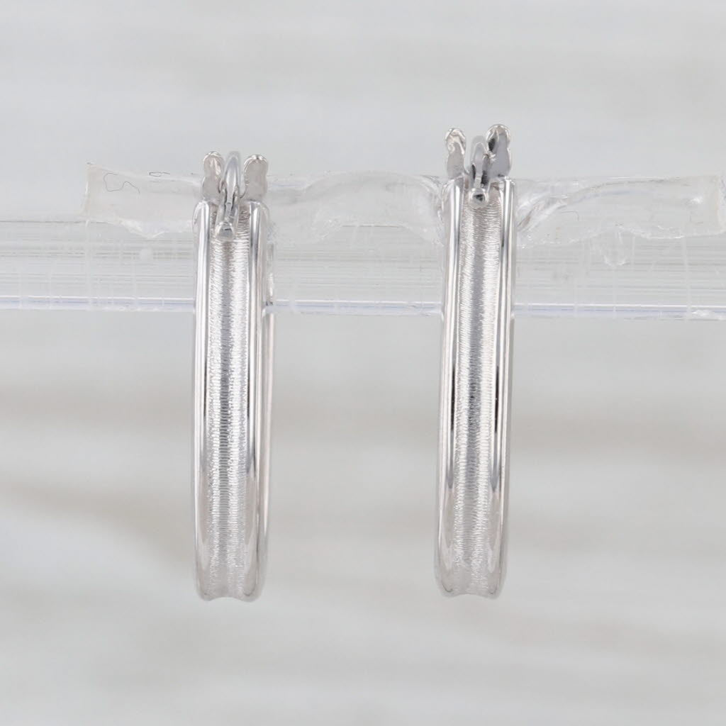 Oval Hoop Earrings 14k White Gold Snap Top Posts Hoops 18.3 x 3 mm