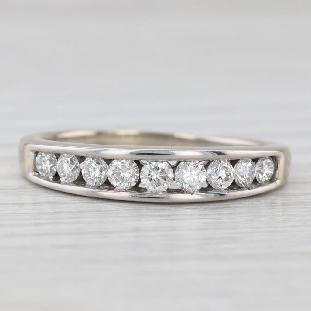 Light Gray 0.47ctw Diamond Wedding Band 14k White Gold Stackable Anniversary Ring Sz 8.75