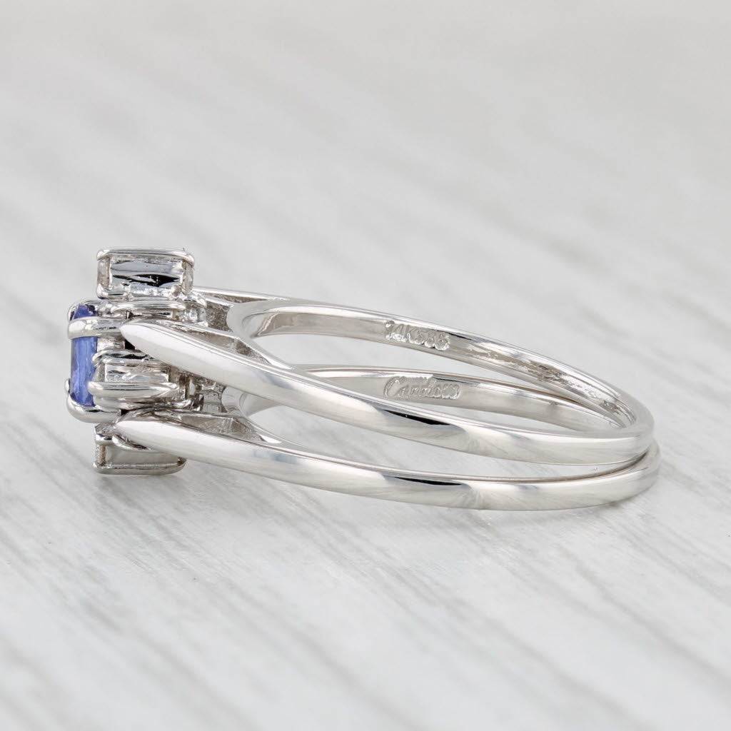 Light Gray 0.54ctw Tanzanite Diamond Flip Ring 14k White Gold Size 7 Reversible