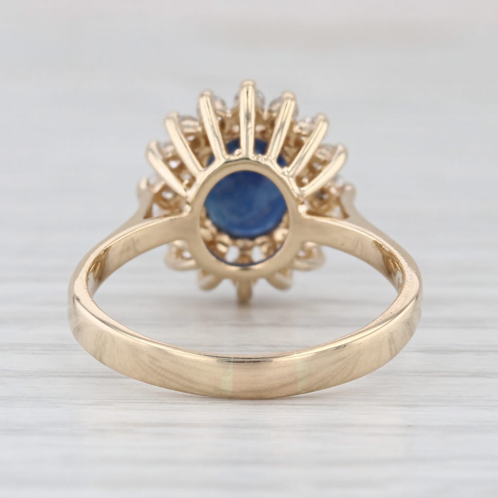2.90ctw Oval Blue Sapphire Diamond Halo Ring 14k Yellow Gold Sz 8.75 Engagement