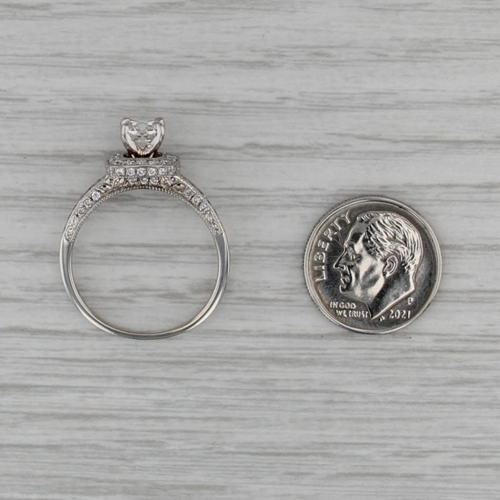 1.42ctw Cushion Diamond Halo Engagement Ring 14k White Gold Size 8.5 GIA