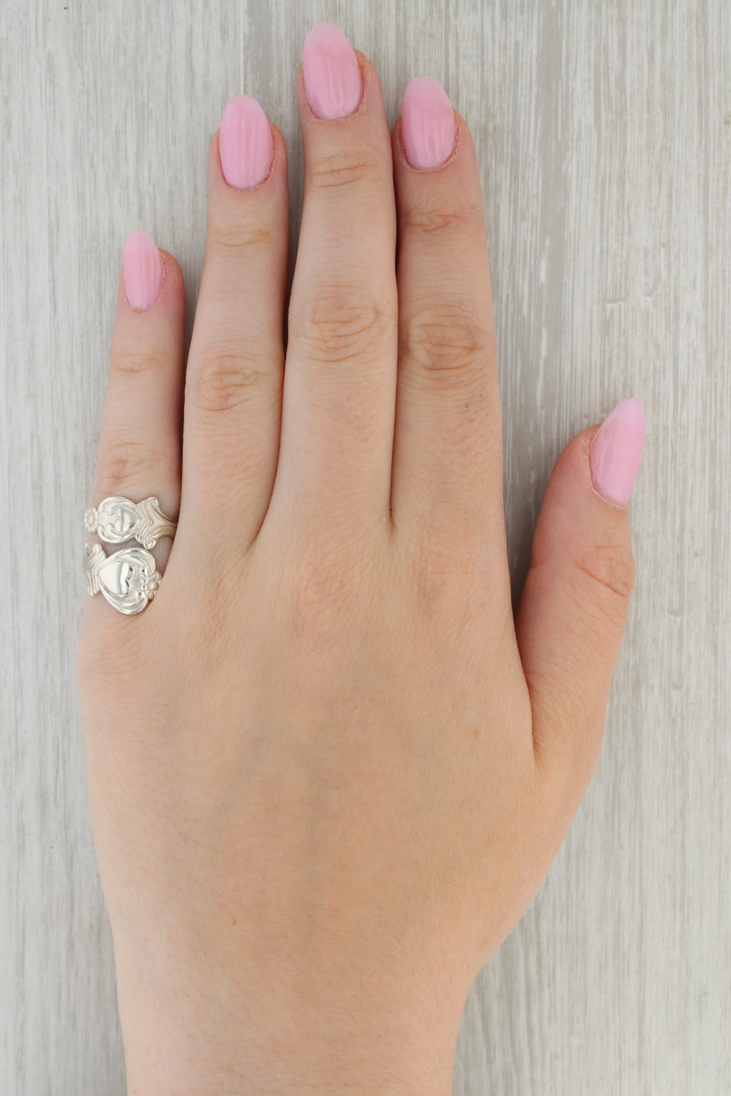 Tan Heart Spoon Ring Sterling Silver Adjustable Size Floral Avon