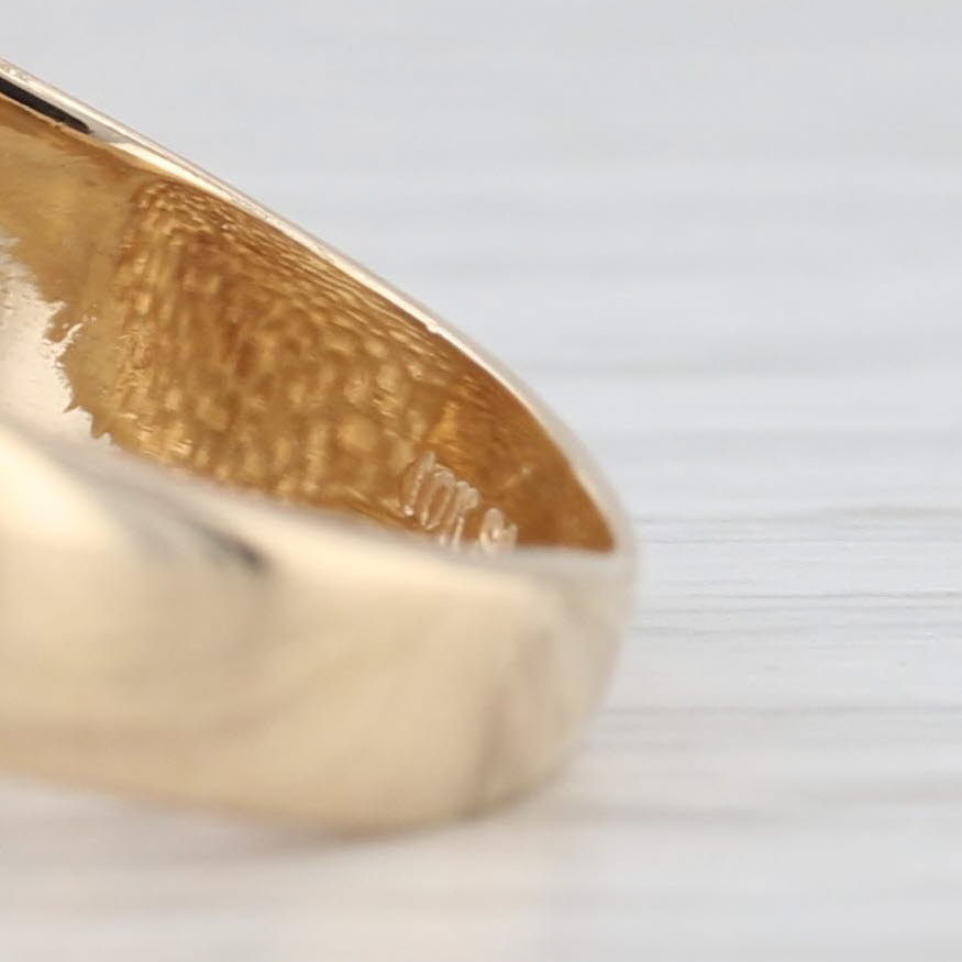 Light Gray Engravable Signet Ring 10k Yellow Gold Size 8 Vintage