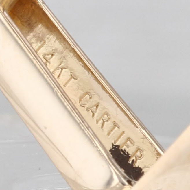 Cartier Engravable Gold Bar Cufflinks 14k Yellow Gold Folding Bar Backs