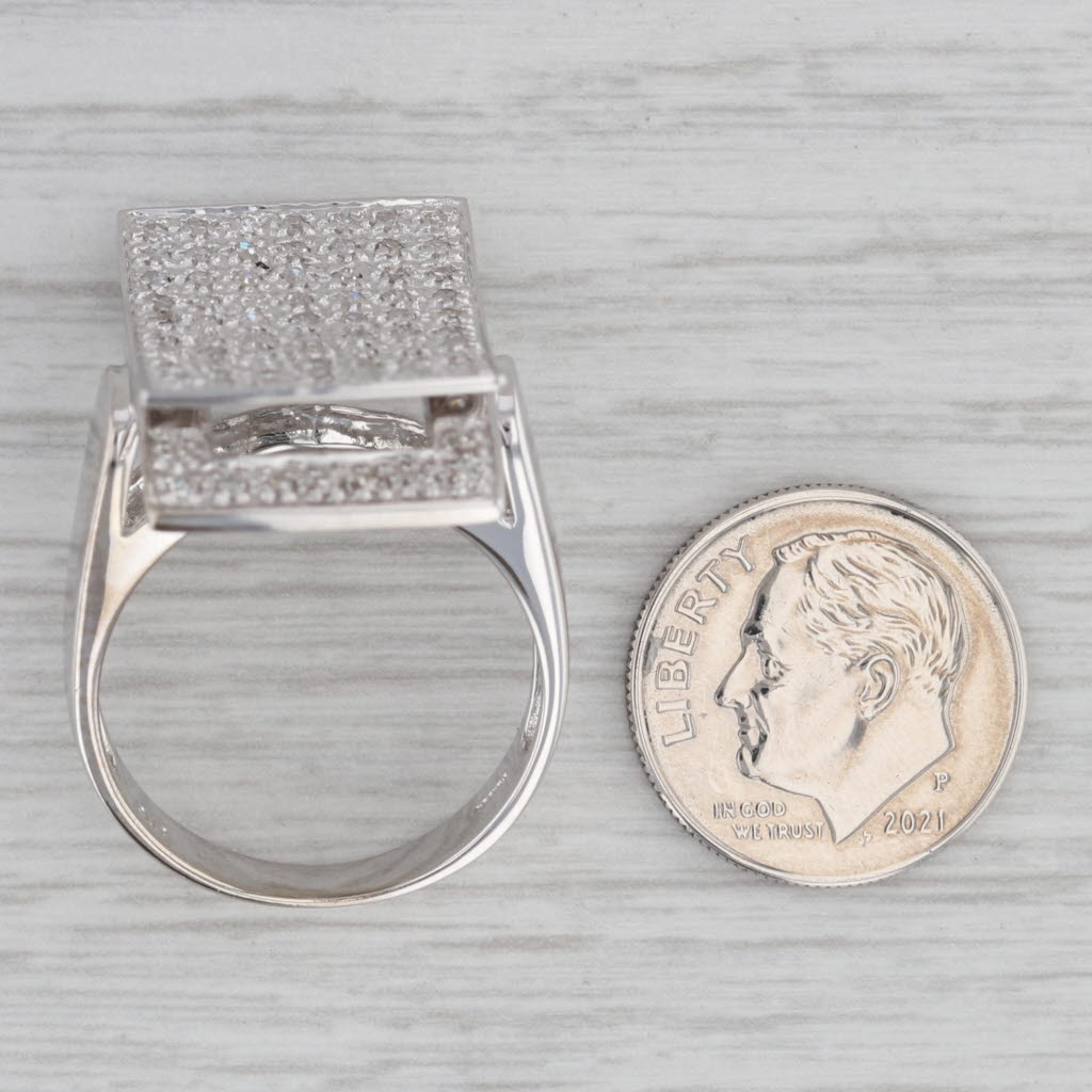 Gray 0.40ctw Diamond Statement Cocktail Ring 14k White Gold Size 9.25