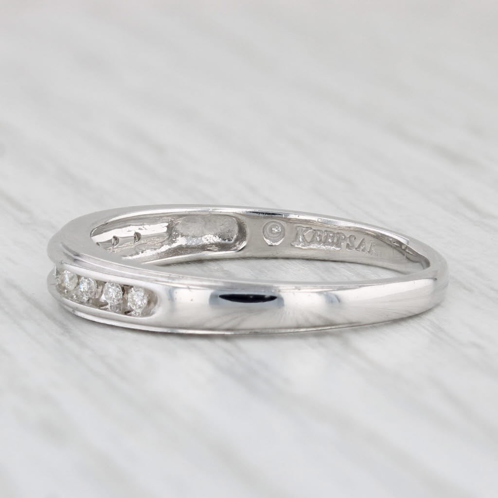 Light Gray 0.15ctw Diamond Wedding Band 14k White Gold Size 8 Stackable Ring