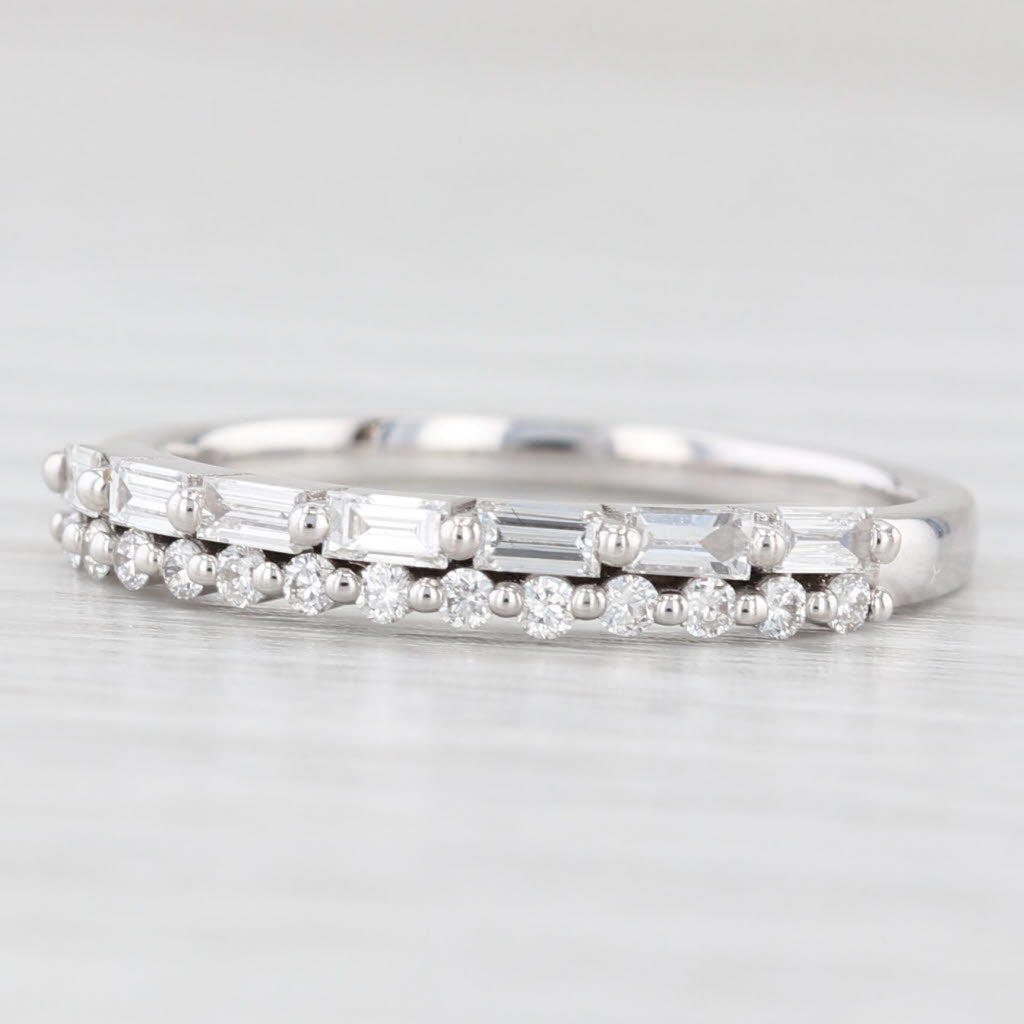 Light Gray New 0.34tw Diamond Wedding Band 14k White Gold Stackable Anniversary Ring 6.25