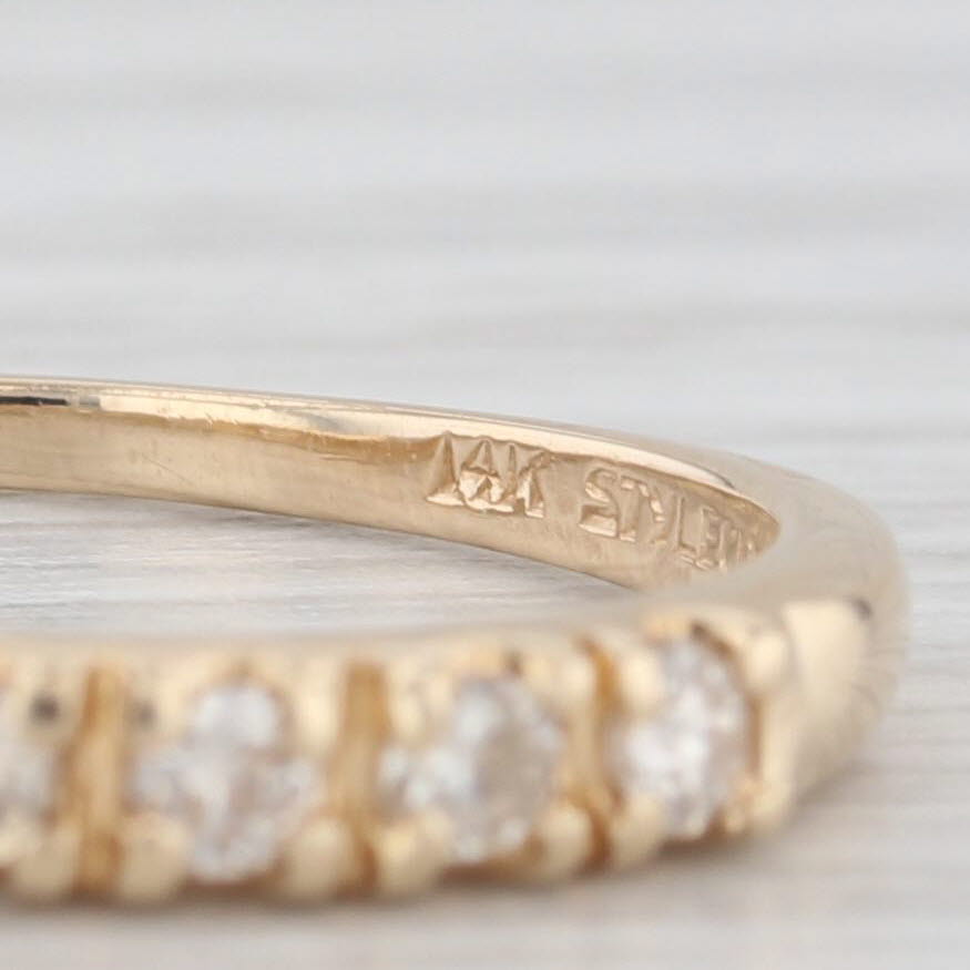 Light Gray 0.20ctw Diamond Wedding Ring 14k Yellow Gold Sz 6.25 Stackable Anniversary Band