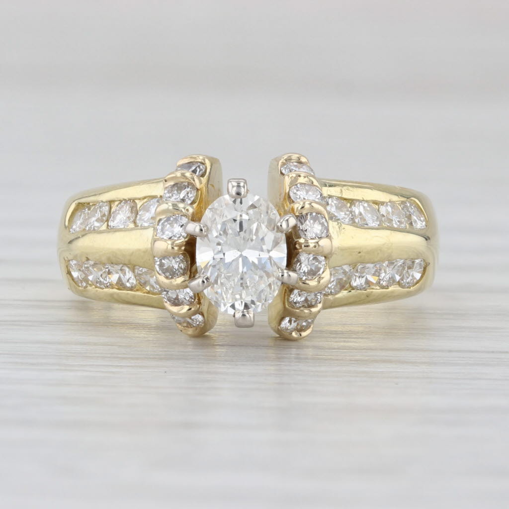 1.34ctw Oval Diamond Engagement Ring 18k Yellow Gold Size