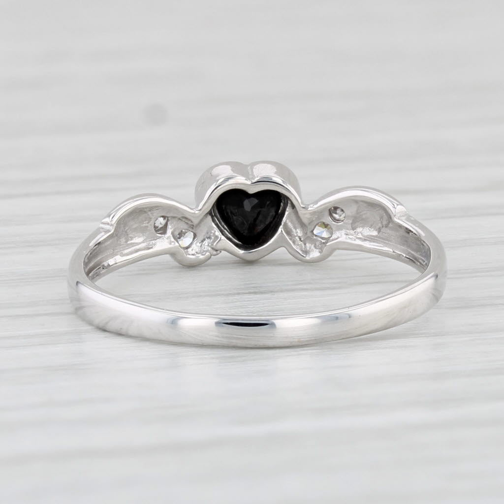Light Gray 0.53ctw Blue Sapphire Heart Cubic Zirconia Ring 18k White Gold Size 6